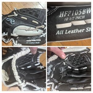 Rawlings Black and White Leather Baseball Glove